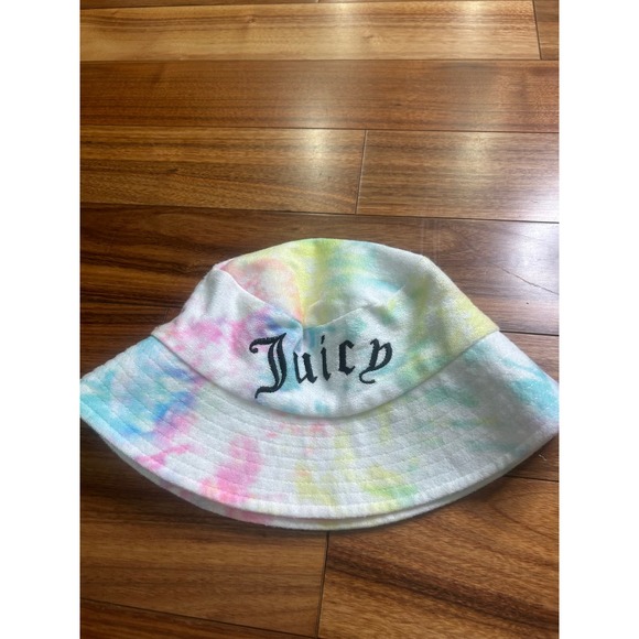 Juicy Couture Bucket Hat Tie Dye Terry Cloth Logo Crown Y2K One Size‎ - Picture 6 of 6